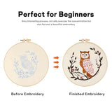 JOINRUN Beginner Embroidery Kit for Adults, Owl Cross Stitch Kits with 7.9" Hoop, Threads, Needles, Learn Stitches with Pre-Printed Patterns, Video Tutorial, DIY Needlework Craft Gift for Women