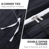 HYMOKEGE Black Duvet Cover King Size, Ultra Soft 3-Piece Seersucker Duvet Cover Set with Zipper Closure, Soft Brushed Microfiber Bedding Set with 8 Corner Ties (104"x90", 2 Pillowshams) HYMOKEGE