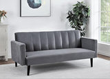 Container Furniture Direct 72" Velvet Convertible Futon Sofa Bed - Full Out Twin Sleeper Couch w/Channel Stitch, Wood Frame & High-Density Foam - Space-Saving for Apartments/Dorms, Grey Container Furniture Direct