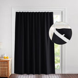 NICETOWN Lower Noise Room Divider Curtain Screen Partitions with Adhesive Curtain Track, 7ft Tall x 8.3ft Wide, Black, Blackout Sound Reducing Panel for Doorway/Glass Window/Sliding Door/Patio NICETOWN