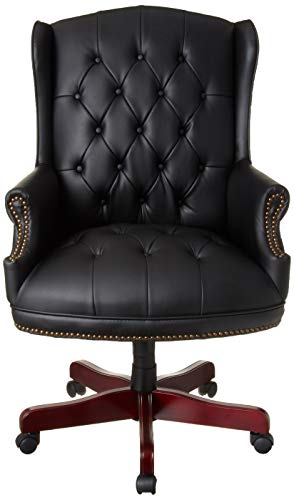 Boss Office Products Wingback Traditional Chair , Leather, in Black Boss Office Products
