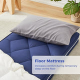 Jamdok 4Inch Floor Mattress,3 Layer Structure Cot Mattress Topper,Gel Memory Foam Futon Mattress,Removable Thickened Cover,Portable Roll Up Sleep Pad (Blue, 72X24) Jamdok
