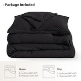 EXQ Home Waffle Comforter Queen Size - Super Soft Embossed Design Comforter Set 3 Pieces, Black 3D Diamond Pattern Bedding Set,Winter Warm Bed Set,1 Comforter with 2 Pillowcases EXQ Home