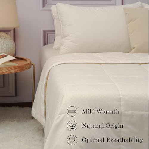CUDDLE DREAMS Wool Comforter Duvet Insert, 100% Australian Wool Filling with Soft Noiseless Cotton Shell, Natural Warmth (Lightweight for Summer, Queen) CUDDLE DREAMS