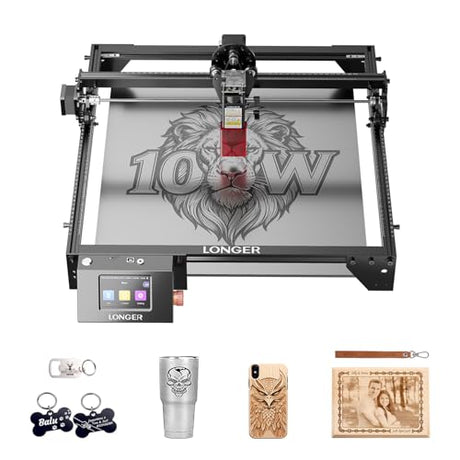 LONGER Ray5 10W Laser Engraver with 3.5" Touch Screen, Offline Use, 24000mm/min, 0.06mm Laser Spot, CNC DIY Engraving Machine for Wood, Metal, Acrylic & Glass, Class 4 Longer