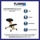 Flash Furniture Posey Mobile Wooden Kneeling Office Chair for Improved Posture, Height-Adjustable Ergonomic Office Kneeling Chair, Natural/Black Flash Furniture