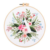 Abillyn Embroidery Starter Kit English Letter A and Flowers Stamped with Printed Pattern Cross Stitch Embroidery Kits (Letter A)