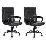 CLATINA Mid Back Leather Office Executive Chair with Lumbar Support and Padded Armrestes Swivel Adjustable Ergonomic Design for Home Computer Desk 2 Pack CLATINA