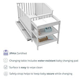 Storkcraft Steveston 5-in-1 Convertible Crib and Changer with Drawer (White) – GREENGUARD Gold Certified, Crib and Changing Table Combo with Drawer, Converts to Toddler Bed, Daybed and Full-Size Bed Storkcraft