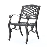 Modern Traditional Armchair, Dining Chair with Floral Decoration and Curved Legs, Outdoor Dining Chair with Lattice Design, Stylish Design, Perfect for The Garden, Backyard and Patio WoodArtSupply