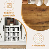 4ever2buy Farmhouse Coffee Bar Cabinet with 6 Hooks, 47'' Kitchen Coffee Bar with Hutch and 9 Wink Racks, White Coffee Bar Table with Sliding Barn Door for Dining Living Room 4ever2buy