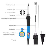 Electric Sodering Iron Kit set 110V 60W Adjustable Temperature Soldering Iron Digital Multimeter 5pcs Soldering Tips Solder Wire Stand, Desoldering Pump Tweezers Welding Tool Screwdriver wire stripper daGodtech