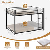 Bonnlo Full Over Full Metal Bunk Bed, Twin Size Frame with Ladder & Safety Guardrail, Low Profile Space-Saving Design, Ideal for Kids & Juniors, Mattress Not Included (Black) Bonnlo