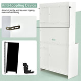 Giantex Buffet Hutch Cabinet, Kitchen Hutch Sideboard, Buffet Pantry on Island, Wood Kitchenware Server with Drawer, Shelf and Storage Cabinet (White & Natural) Giantex