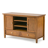 SIMPLIHOME Warm Shaker SOLID WOOD 47 Inch Wide Transitional TV Media Stand in Light Golden Brown For TVs up to 50 Inches, For The Living Room and Entertainment Center SIMPLIHOME