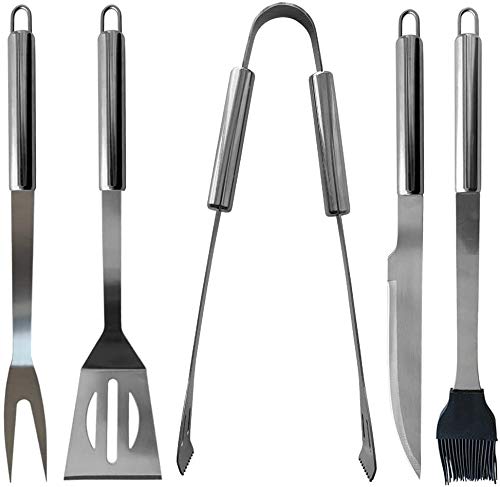 LLRY BBQ Grilling Tools Set - Stainless Steel Grilling Accessories with Free Portable Bag. (5PCS) LLRY