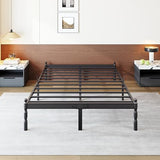 COMASACH Heavy Duty Full Size Bed Frame with Storage & Mattress Stopper, Platform Metal Bed Frame - No Box Spring Needed, Easy Assembly, Noise Free & Anti-Slip, Black COMASACH