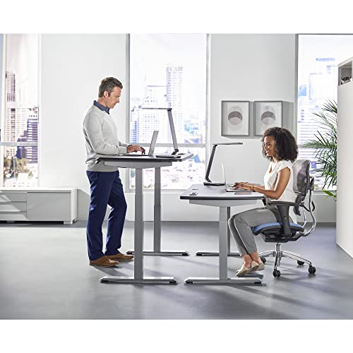 WorkPro® Electric 60"W Height-Adjustable Standing Desk with Wireless Charging, Black - WoodArtSupply