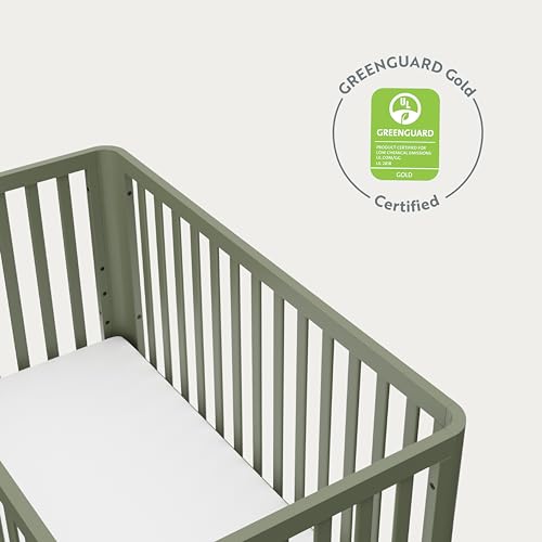 Storkcraft Santos 3-in-1 Convertible Crib (Olive with Natural) – GREENGUARD Gold Certified, Fits Standard Crib Mattress, Converts to Toddler Bed and Daybed, Rounded Details, Designer Edition