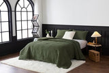 COTTEBED Reversible Chenille Cotton Queen Size Comforter Set, Luxury Textured Stripe Soft Modern Bedding 3 Piece Down Comforter and Sham Set, Lightweight All Season(Dark Olive Green,Full/Queen) COTTEBED