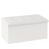 Youdesure White Folding Storage Ottoman Bench, Faux Leather Footrest for Living Room, Ottoman with Storage Padded Seat for Bedroom, Holds up to 350lbs Youdesure