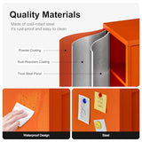 Bevivog Small Bathroom Storage Cabinet, Orange Metal Locker with 2 Doors and 2 Adjustable Shelves, Small Locker Cabinet Sideboard for Home Office, Living Room, Hallway, Entryway Bevivog