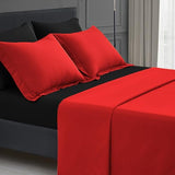 Maple&Stone Twin Comforter Set 5 Pieces Bed in a Bag - Down Alternative Bed Set with Sheets, Pillowcase & Sham, Soft Reversible Duvet Insert for Twin Bed, Black and Red Maple&Stone