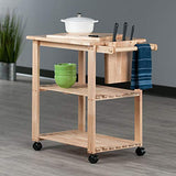 Winsome Wood Kitchen Cart With Cutting Board, Knife Block and Shelves, Beech Winsome