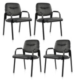 Elevon Waiting Room Chairs No Wheels Set of 4, Leather Stationary Office Reception Guest Chair with Padded Arms for Elderly Desk Conference Room Lobby Table Side Salon Elevon
