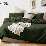 ETDIFFE California King Duvet Cover, 3pc Soft Farmhouse Cal King Size Bedding Comforter Cover Set, 1 Lightweight Cali King Microfiber Duvet Cover and 2 Pillowcases for Women Men, Dark Olive Green ETDIFFE