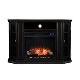 SEI Furniture Claremont Corner Convertible New Electric Fireplace with Storage, Black SEI Furniture