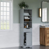 RiverRidge, Gray Ashland Bathroom Freestanding Storage Cabinet with Three Open Shelves and Drawer, Size RiverRidge