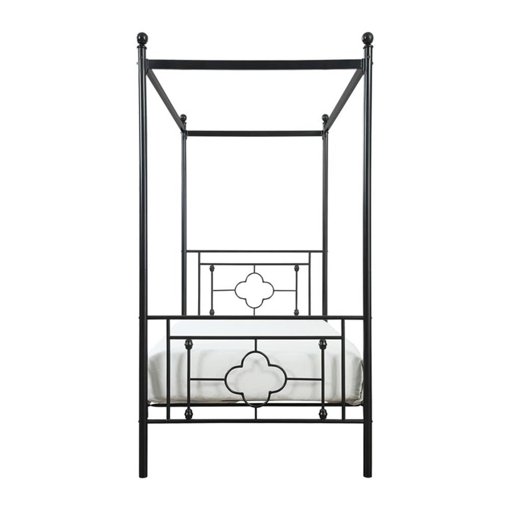 Pemberly Row Metal Twin Canopy Platform Bed in Black Pemberly Row