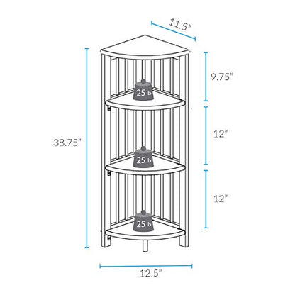 Casual Home 4-Shelf Corner Folding Bookcase, Honey Oak - WoodArtSupply