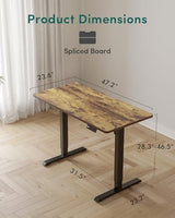 CubiCubi Electric Standing Desk, 48 x 24 Inches Height Adjustable Sit Stand Desk, Ergonomic Home Office Computer Workstation, Rustic Brown CubiCubi
