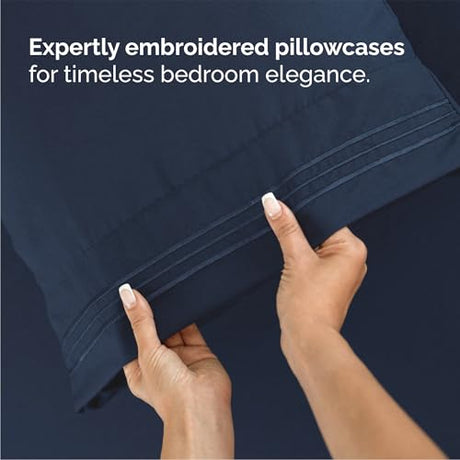 Queen Size 4 Piece Sheet Set - Comfy Breathable & Cooling Bed Sheets Set - Hotel Luxury Bedding for Women, Men, Kids, Teens, Boys & Girls - Deep Pockets, Soft and Wrinkle Free - Oeko-Tex - Navy Blue CGK Unlimited
