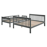 Stairway Bunk Beds Twin Over Full with 4-Step Stairs and Under-Step Storage Shelves, Gray Merax