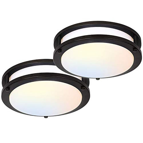 hykolity 13 inch Flush Mount LED Ceiling Light Fixture, 2700K/3000K/3500K/4000K/5000K Adjustable Ceiling Lights, Oil Rubbed Bronze Saturn Dimmable Lighting for Bathroom Kitchen, ETL Listed - 2 Pack hykolity