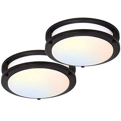hykolity 13 inch Flush Mount LED Ceiling Light Fixture, 2700K/3000K/3500K/4000K/5000K Adjustable Ceiling Lights, Oil Rubbed Bronze Saturn Dimmable Lighting for Bathroom Kitchen, ETL Listed - 2 Pack