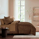 ESCA Brown Comforter with Sheets Set - 7-Piece Bed in a Bag Set Full ESCA