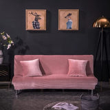 SFYZ HOME Velvet Armless Futon Slipcover,Stretch Silver Fox futon Cover, Modern Solid Color Sofa Bed Cover for for Futon Folding Bed Sofa (Pink,M-61-72.8in/155-185cm) SFYZ HOME