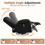 Korser Rocker Recliner Chair for Adults, 360° Swivel Rocker Recliner with Massage and Heating, Nursery Rocking Chairs with Side Pockets, Manual Reclining Chair for Living Room, Bedroom or Nursery