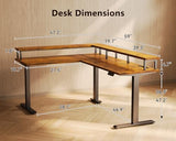 AODK Electric L Shaped Standing Desk, 59 Inch Height Adjustable Stand Up Desk with Power Outlets ＆ Full Monitor Stand, Reversible Corner Desk for Home Office ＆ Computer Workstation, Rustic Brown AODK