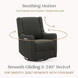 Delta Children Mercer Electronic Power Recliner and Swivel Glider with USB Port in LiveSmart Performance Fabric - Water Repellent & Stain Resistant, Dark Grey