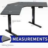 VIVO Electric Corner L-Shaped 47 x 47 in Standing Desk, Memory Height Adjustment, Black Top Black Frame, DESK-E1L94B VIVO