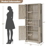 GarveeHome Tall Storage Cabinet, 70 in Kitchen Pantry Cabinet with Doors and Adjustable Shelves, Rustic Wooden Cupboard for Dining Room, Living Room,Gray GarveeHome