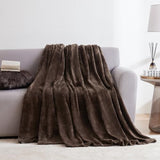 Hansleep Fleece Brown Full Blanket, Super Soft Flannel Fuzzy Plush Cozy Blanket for All Seasons, Brown, Full 84x90 Inches Hansleep