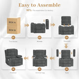 MOSGAT RV Recliner Chair, Oversized Reclining Loveseat Home Theater Seating with Cup Holders, Insert Pockets, Wall Hugger RV Recliners for Movie Room, Recline Movie Seats Gaming Sofa, Gray