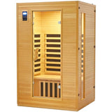 Garvee 2024 Upgrade 2 Person Sauna, 6 Heating Plate Infrared Physical Therapy Wooden Dry Steam Sauna, Low EMF, MP3 Auxiliary Connection, Dual Controls Inside and Outside Fits, Home Spa Day Use Garvee
