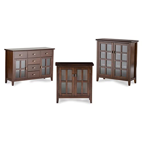 SIMPLIHOME Artisan Solid Pine Wood 54 inch Contemporary Sideboard Buffet Credenza in Russet Brown features 2 Doors, 6 Drawers and 2 Cabinets with Large storage spaces - WoodArtSupply